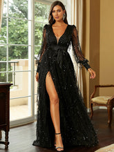Sequin Fringed Bowknot Prom Dress